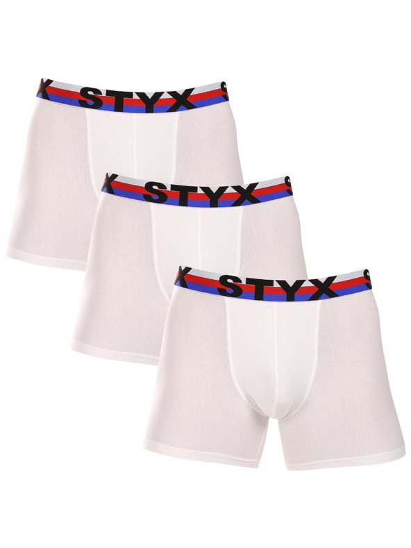 Styx Set od tri - muške bokserice Styx long sportski elastični gumeni pojas bijela trokolor