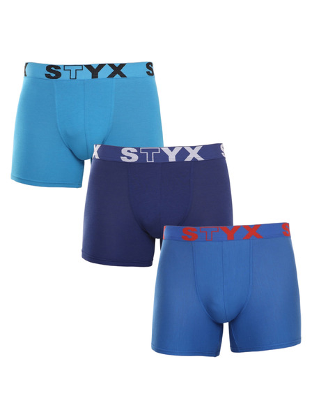 Styx Set od tri - muške bokserice Styx long sportski elastični gumeni pojas plava