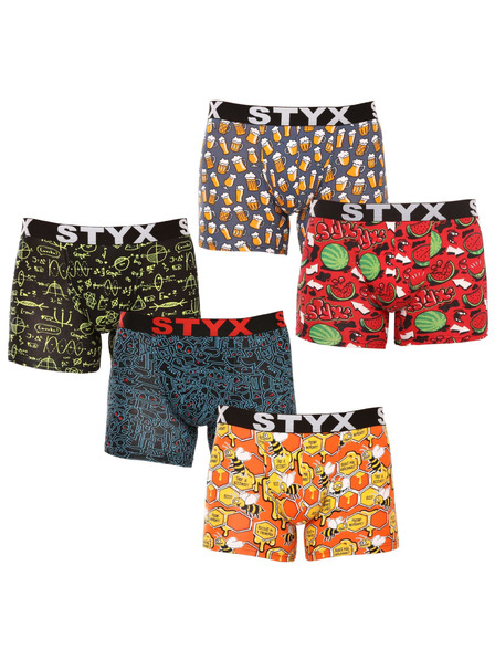 Styx Set od pet - muške bokserice Styx long art sportski elastični gumeni pojas višebojne