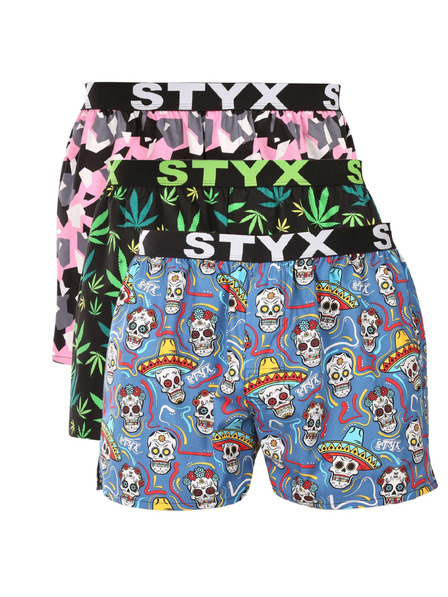Styx Set od tri - muške gaće Styx art sportski elastični gumeni pojas višebojne