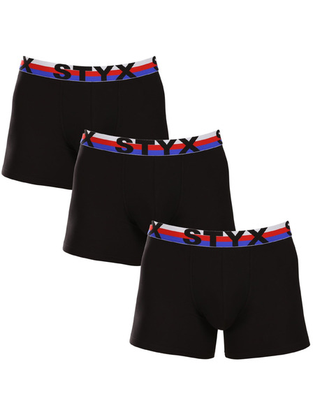 Styx Set od tri - muške bokserice Styx long sportski elastični gumeni pojas crna trokolor