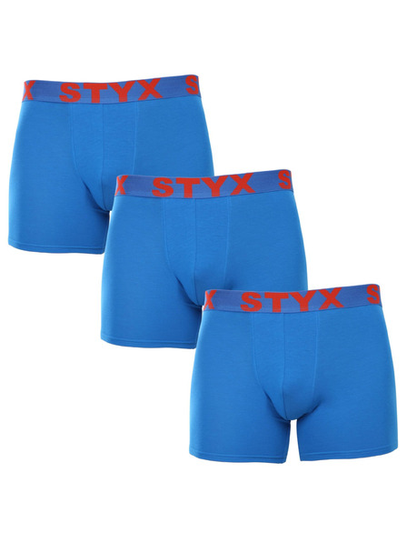 Styx Set od tri - muške bokserice Styx long sportski elastični gumeni pojas plava