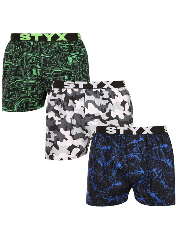 Styx Set od tri - muške gaće Styx art sportski elastični gumeni pojas višebojne