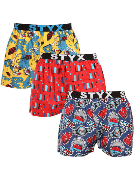 Styx Set od tri - muške gaće Styx art sportski elastični gumeni pojas višebojne