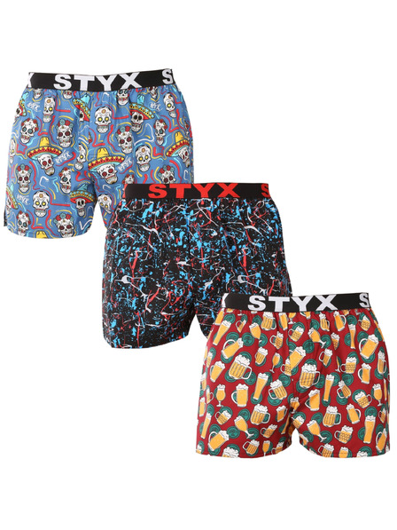 Styx Set od tri - muške gaće Styx art sportski elastični gumeni pojas višebojne