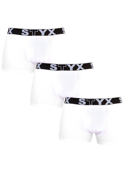 Styx Set od tri - muške bokserkice Styx sportski elastični pojas plus size bijele