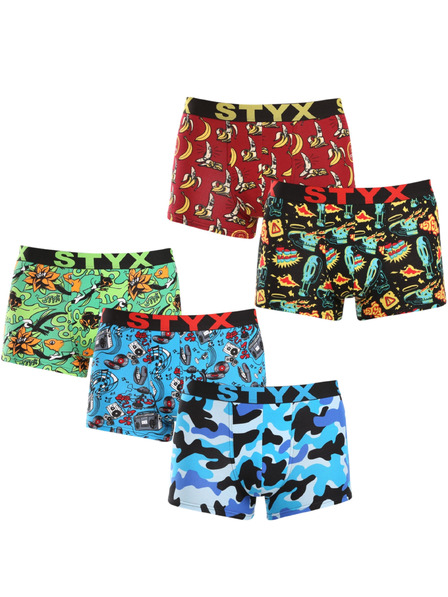 Styx Set od pet - muške bokserice Styx art sportski elastični gumeni pojas višebojne