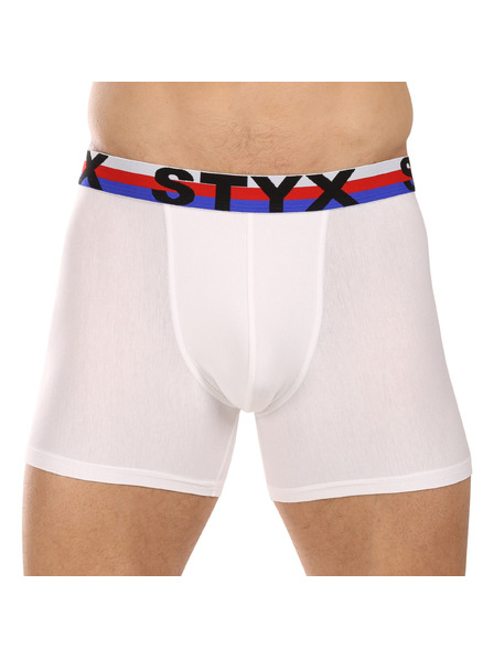 Styx Muške bokserkice Styx long sportski elastični pojas bijele trikolor