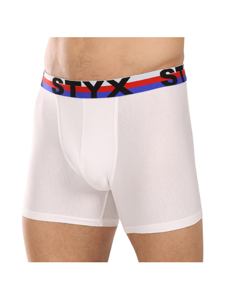 Styx Muške bokserkice Styx long sportski elastični pojas bijele trikolor