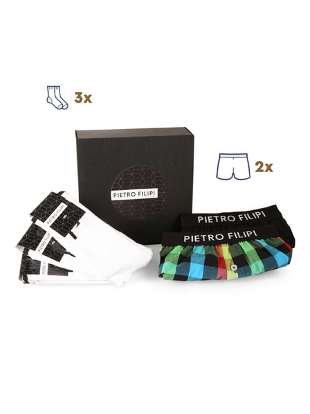 Pietro Filipi Muški poklon set Set od dva - gaće i 3PACK bijele sportske čarape Pietro Filipi