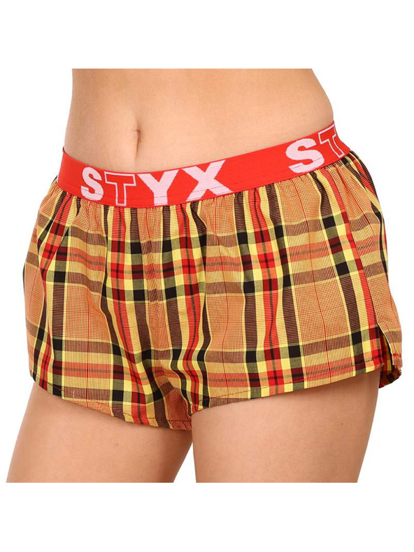 Styx Styx crveno-narančaste ženske kratke hlače za spavanje na kockice