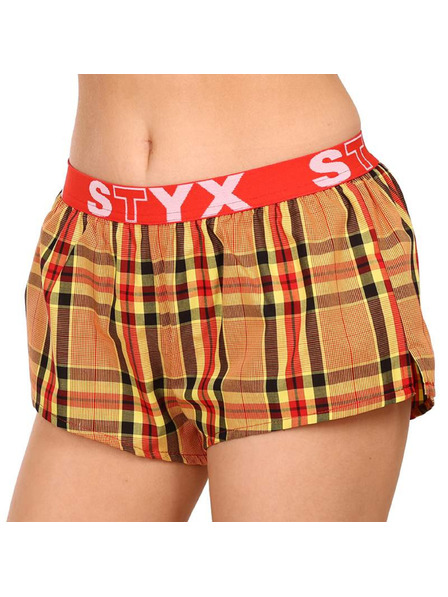 Styx Styx crveno-narančaste ženske kratke hlače za spavanje na kockice