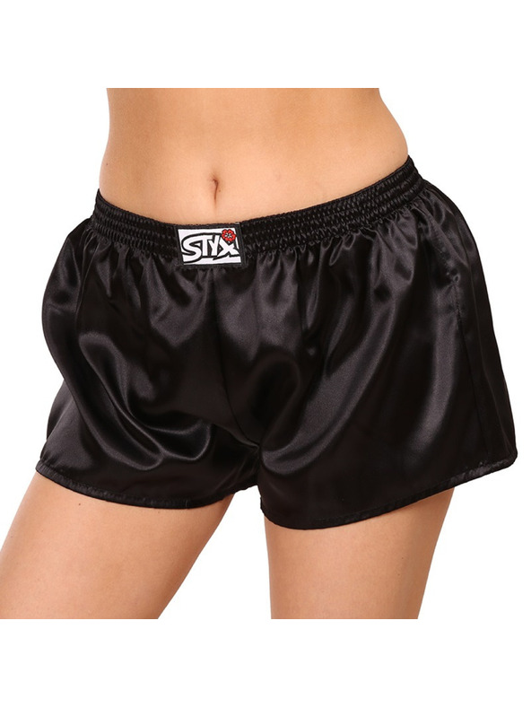 Styx Ženske gaćice Styx klasične gumene satenske crne boje