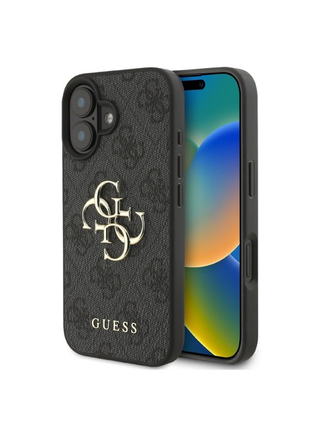 Guess Stražnja maska ​​Guess PU 4G s metalnim logotipom za iPhone 16 siva