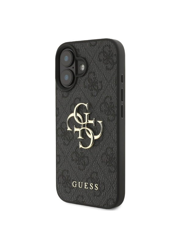 Guess Stražnja maska ​​Guess PU 4G s metalnim logotipom za iPhone 16 siva