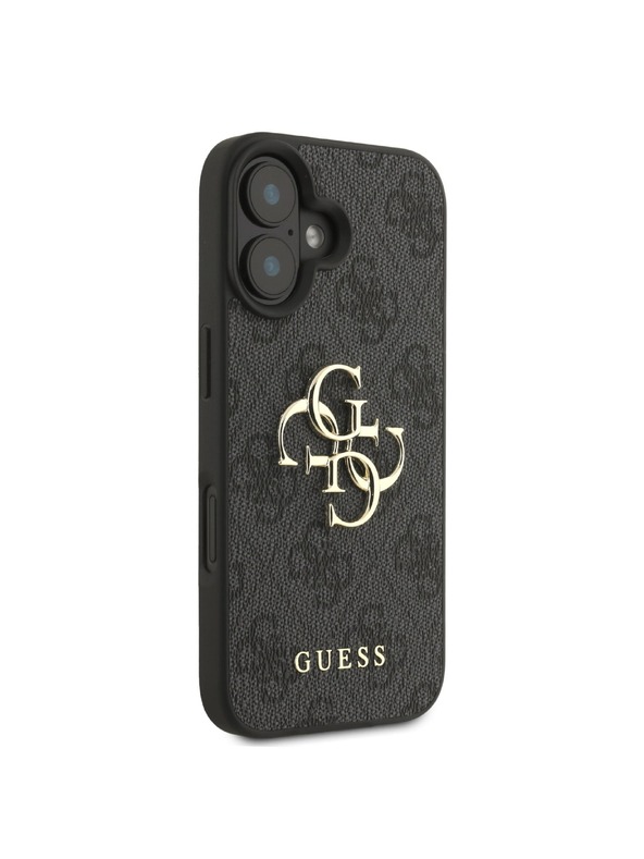 Guess Stražnja maska ​​Guess PU 4G s metalnim logotipom za iPhone 16 siva