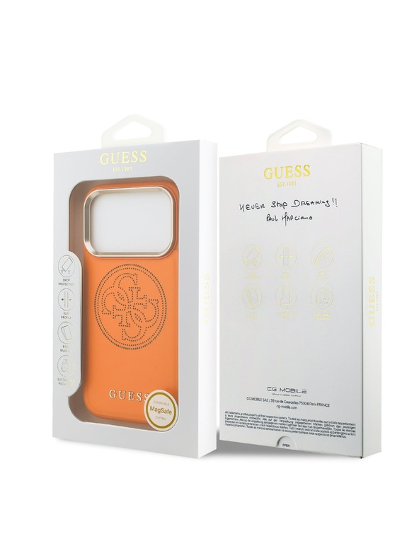 Guess Guess PU Perforated 4G Logo MagSafe Stražnja Futrola za iPhone 17 Pro Max Narančasta
