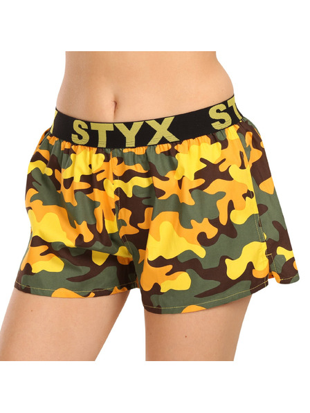 Styx Ženske bokserice Styx art sportski elastičan pojas maskirni žuti