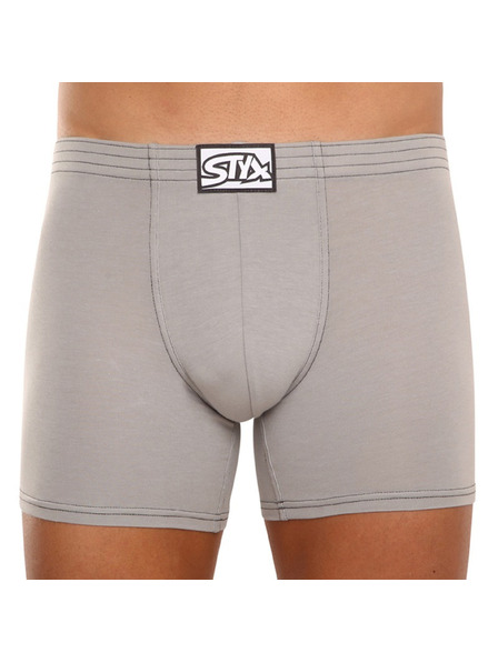 Styx Muške bokserice Styx duge klasične svjetlo sive gume