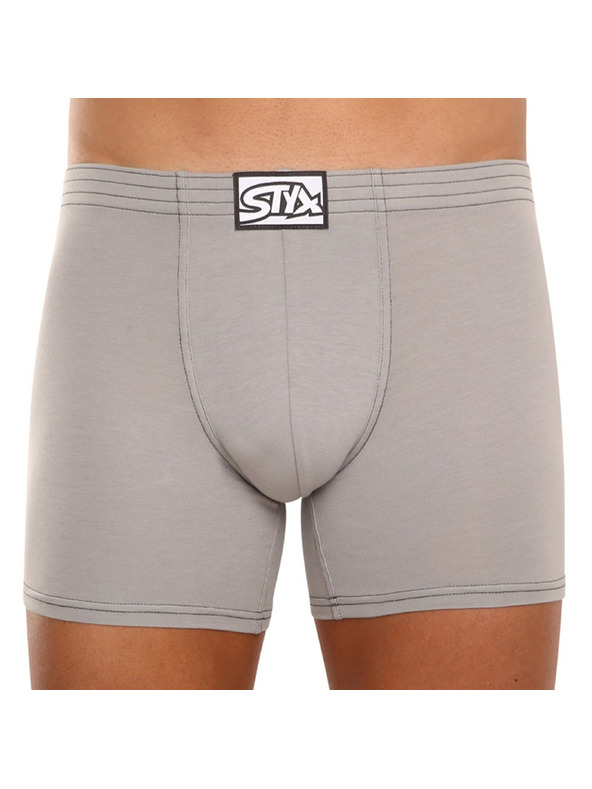 Styx Muške bokserice Styx duge klasične svjetlo sive gume