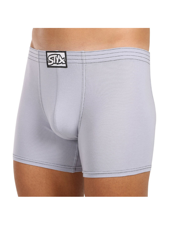 Styx Muške bokserice Styx duge klasične svjetlo sive gume