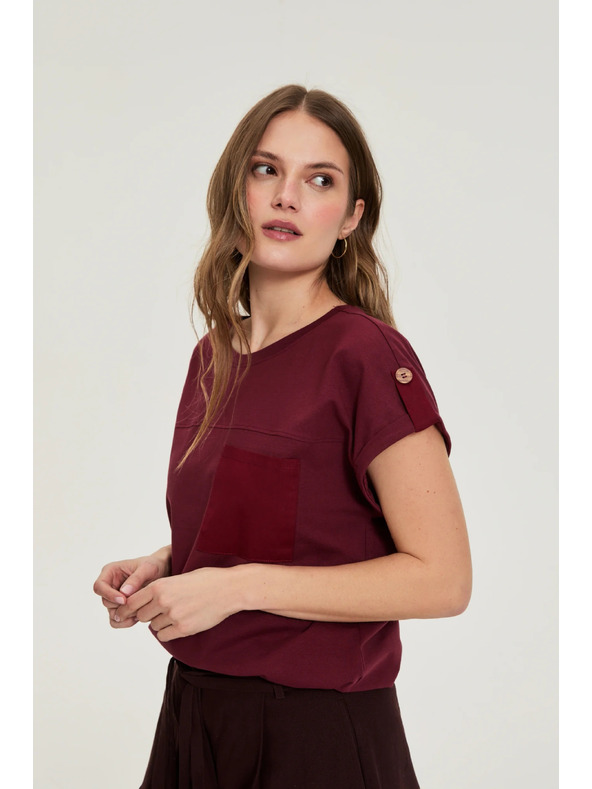 Moodo Majica s džepom burgundska Moodo