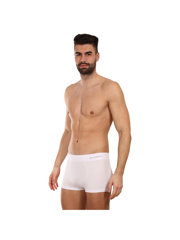 gino Muške bezšavne bambusne bokserice Gino bijele