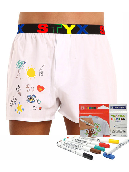 Styx Muške gaće Styx sportska guma bijele + markeri za tekstil