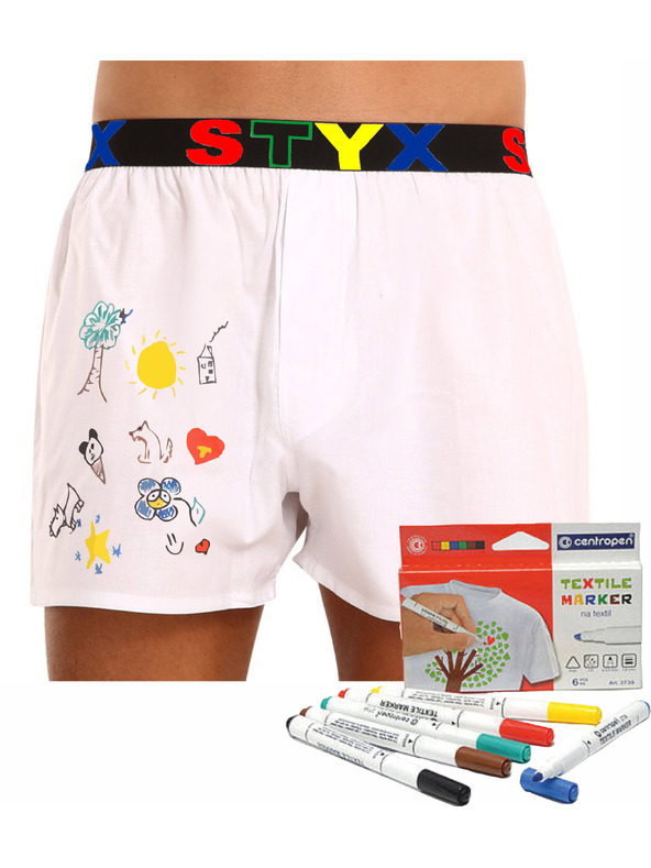 Styx Muške gaće Styx sportska guma bijele + markeri za tekstil