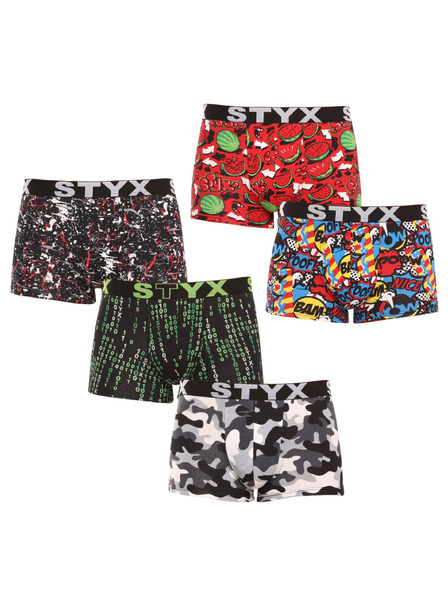 Styx Set od pet - muške bokserice Styx art sportski elastični gumeni pojas višebojne