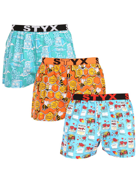 Styx Set od tri - muške gaće Styx art sportski elastični gumeni pojas višebojne