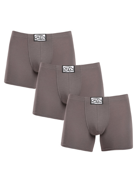 Styx Set od tri - muške boxerice Styx long klasična guma tamno sive