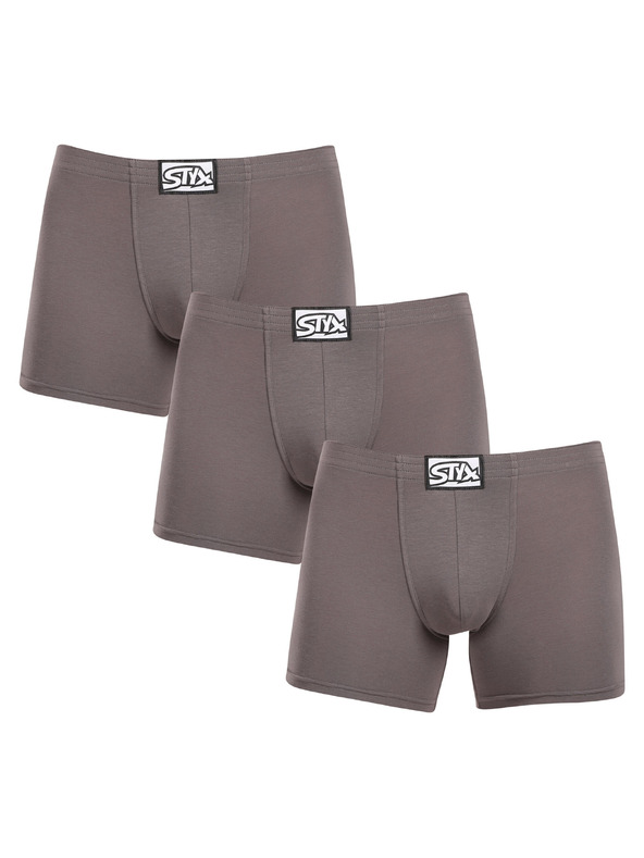 Styx Set od tri - muške boxerice Styx long klasična guma tamno sive