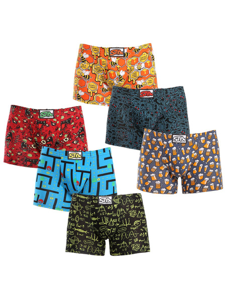 Styx Set od šest - muške boxerice Styx long art klasična guma višebojne