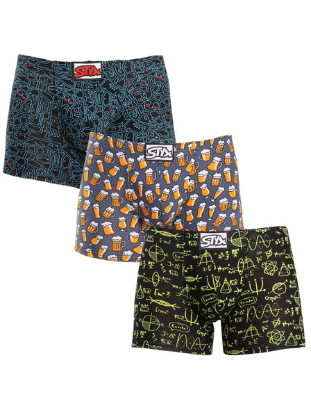 Styx Set od tri - muške bokserkice Styx long art klasični elastični pojas šarene
