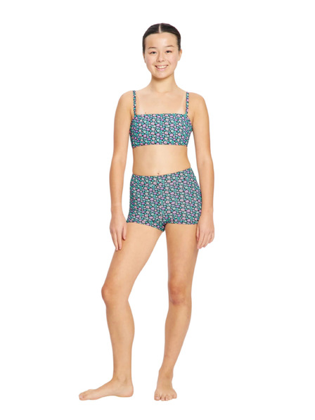 Modibodi Djevojčji kupaći kostim Modibodi Bandeau Strap Crop Top Luna Blossom Black gornji dio