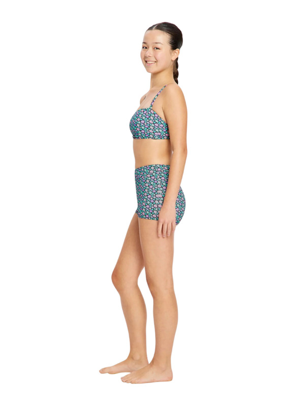 Modibodi Djevojčji kupaći kostim Modibodi Bandeau Strap Crop Top Luna Blossom Black gornji dio