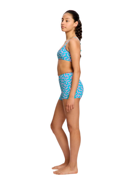 Modibodi Djevojčje menstrualne plivačke Modibodi Performance Hi Waist Short Super Wavy Blue donji dio