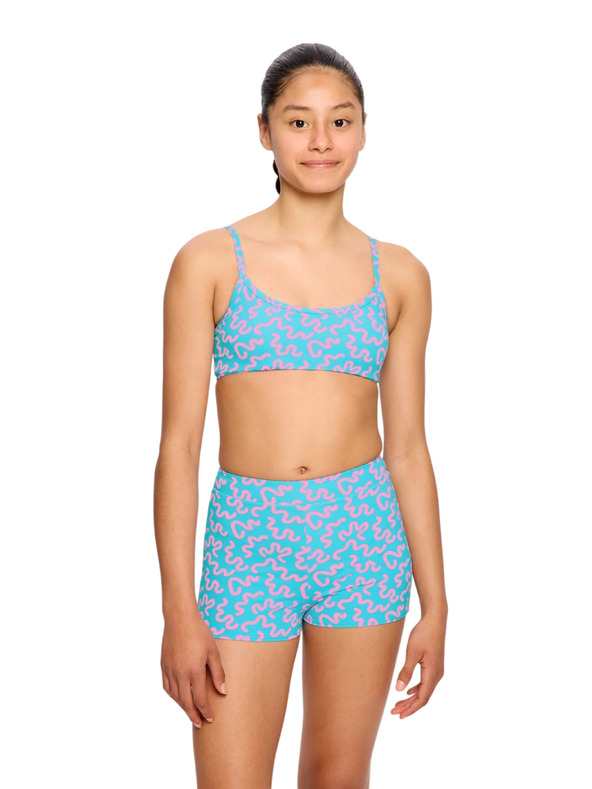 Modibodi Djevojčje menstrualne plivačke Modibodi Performance Hi Waist Short Super Wavy Blue donji dio
