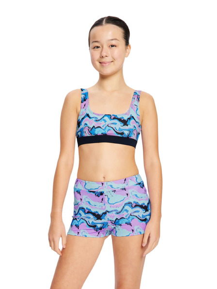 Modibodi Djevojčje menstrualne plivačke Modibodi Performance Hi Waist Short Super Marble Blue donji dio