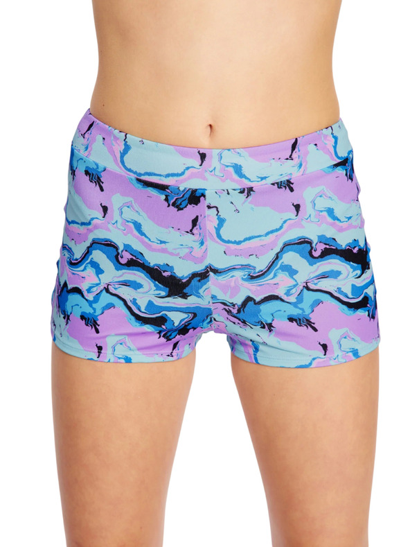 Modibodi Djevojčje menstrualne plivačke Modibodi Performance Hi Waist Short Super Marble Blue donji dio