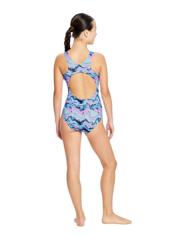 Modibodi Djevojčje menstrualne plivačke Modibodi Performance Racerback One Piece Super Marble Blue jednodjelne