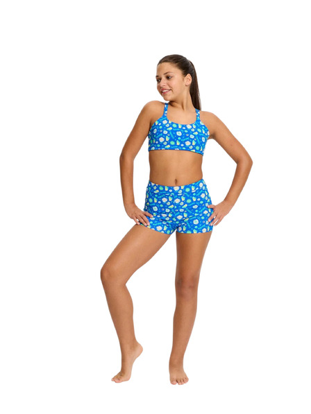 Modibodi Djevojčje menstrualne plivačke Modibodi Teen Smileyworld Hi Waist Short Boho Botanical Blue donji dio