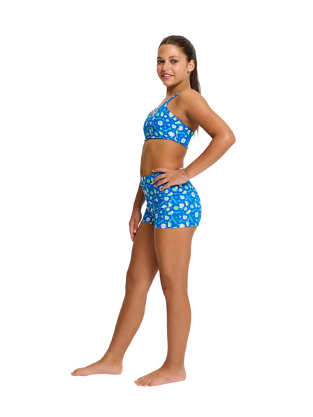 Modibodi Djevojčje menstrualne plivačke Modibodi Teen Smileyworld Hi Waist Short Boho Botanical Blue donji dio
