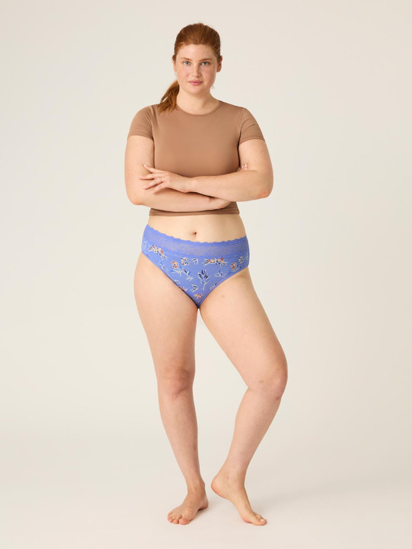 Modibodi Menstrualne gaće Modibodi Sensual Hi-Waist Bikini Moderate-Heavy Bouquet Blue