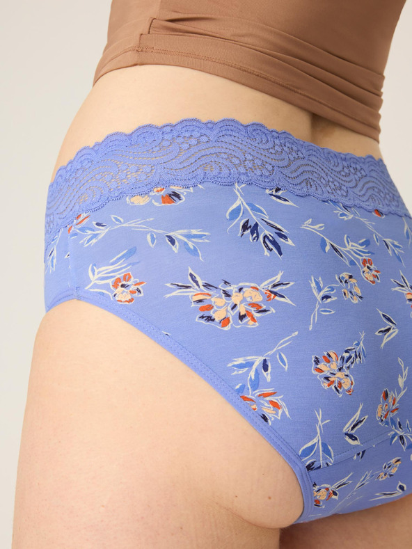 Modibodi Menstrualne gaće Modibodi Sensual Hi-Waist Bikini Moderate-Heavy Bouquet Blue