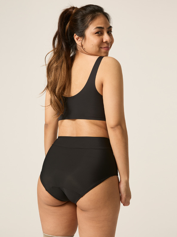 Modibodi Menstrualni kupaći kostim Modibodi Hi-Waist Bikini Brief Light-Moderate crni donji dio