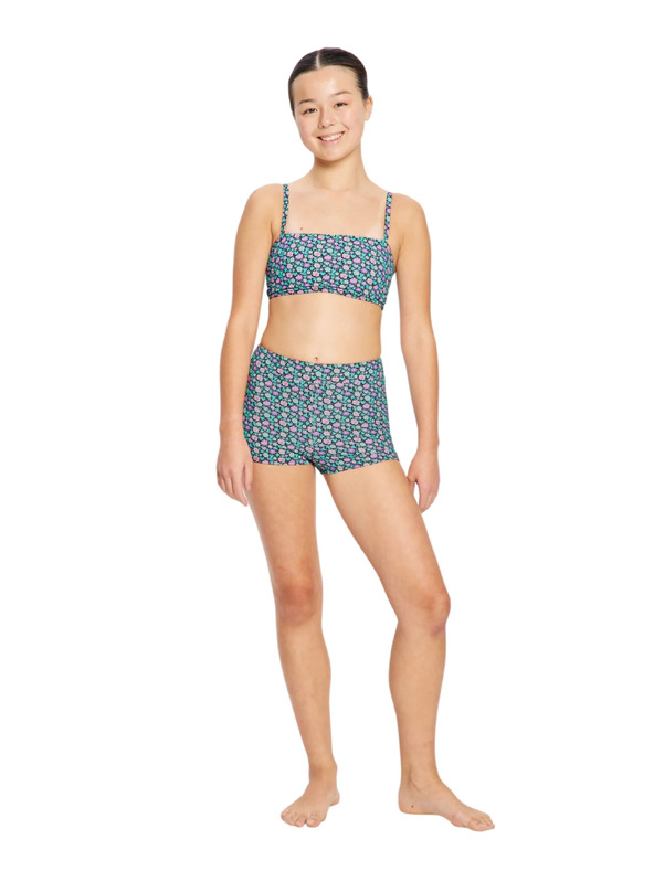 Modibodi Djevojački menstrualni kupaći kostim Modibodi Hi Waist Short Super Luna Blossom Black donji dio