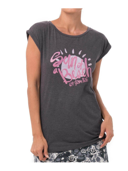 69slam Ženski t-shirt 69SLAM SUN OF A BEACH BLACK MELANGE ELISA
