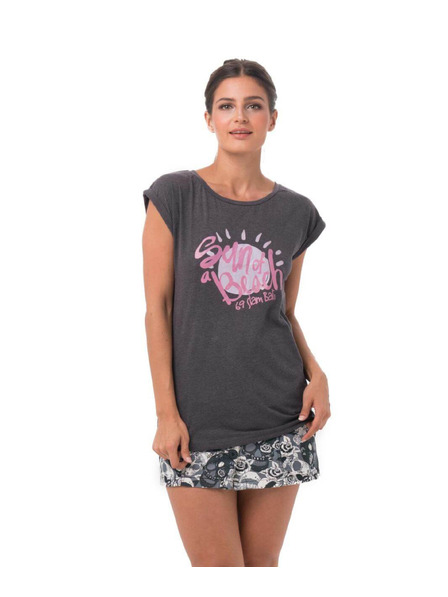 69slam Ženski t-shirt 69SLAM SUN OF A BEACH BLACK MELANGE ELISA